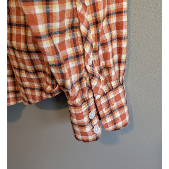 J.Crew Size Small Flannel Top Womens Button Up Shirt Plaid Lightweight Orange S - Picture 4 of 5
